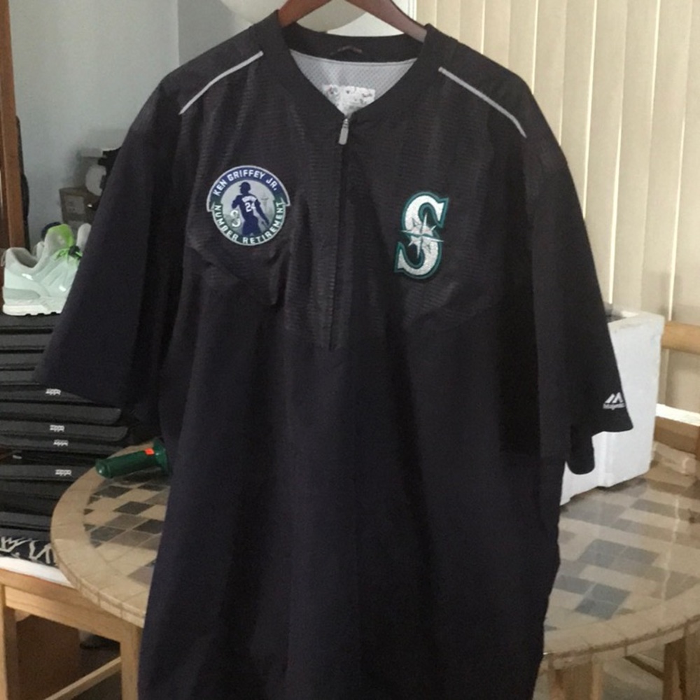 Ken Griffey batting jacket. With the retirement number patch in great condition
